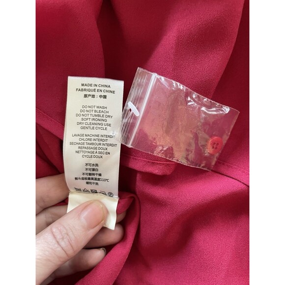 IRO Mini Dress Womens Small Red Long Sleeves Ruffle Silk Belted Romantic NWOT - Picture 9 of 13